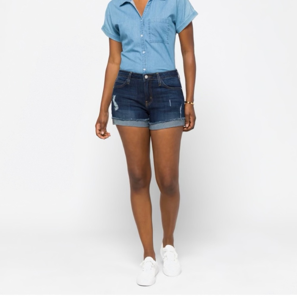 Just Black Romeo Distressed Cuffed Frayed Hem Denim Short
